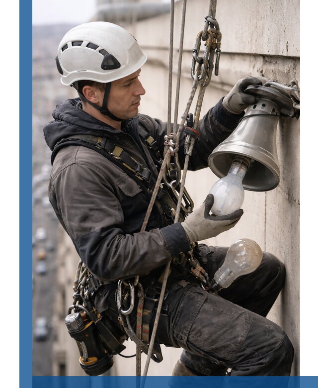 Замена ламп на высоте в Курчатове профессионально и быстро