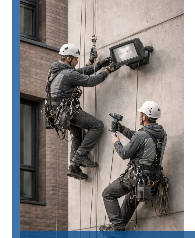 Профессиональный монтаж фасадных прожекторов в Курчатове под ключ