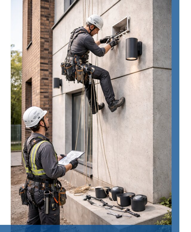 Монтаж фасадного освещения в Курчатове от 2547 р. | ВЫСОТНИК-Крч