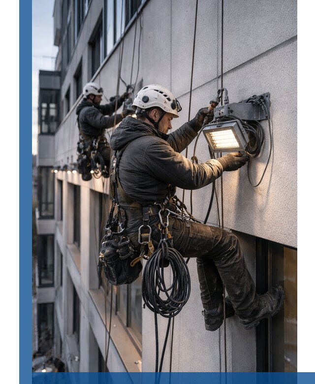 Монтаж фасадного освещения в Курчатове установка и подключение