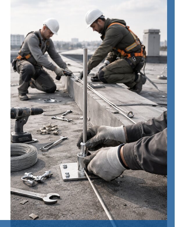 Монтаж молниезащиты на кровле в Курчатове цена от 25470 р. | ВЫСОТНИК-Крч