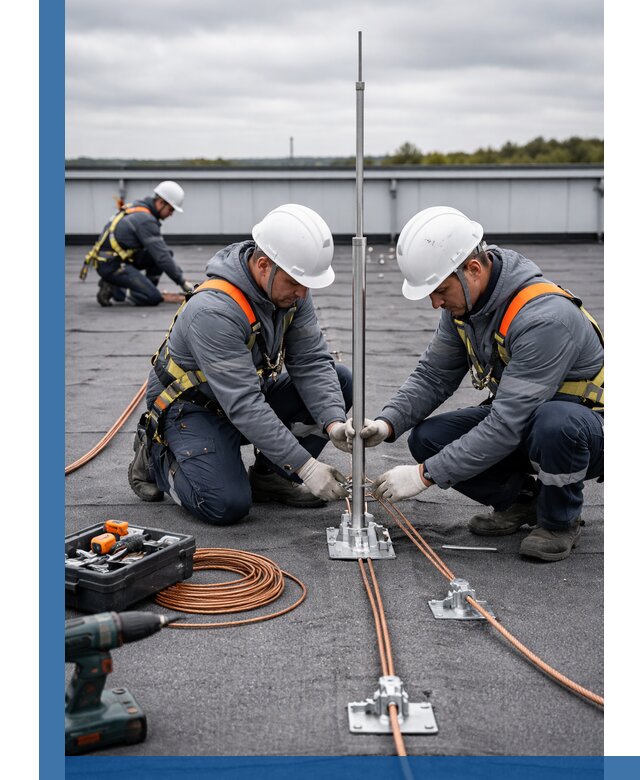 Монтаж молниезащиты на кровле в Курчатове под ключ с гарантией