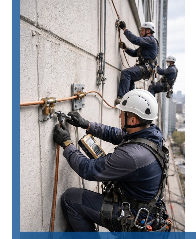 Монтаж системы заземления здания и молниезащиты в Курчатове