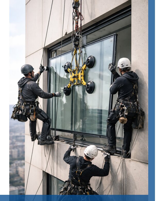 Монтаж стеклопакетов на высоте в Курчатове от 3260 р. | ВЫСОТНИК-Крч