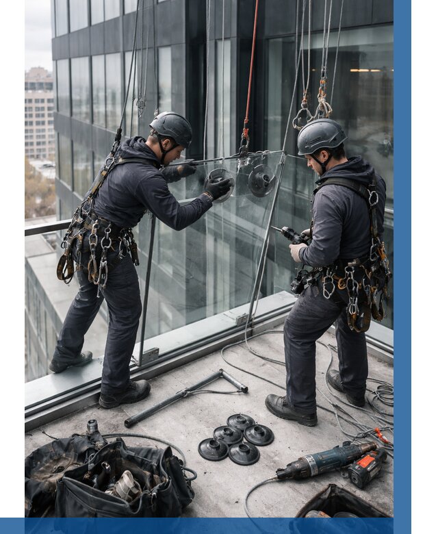 Монтаж стеклянных ограждений в Курчатове от 2547 р. | ВЫСОТНИК-Крч