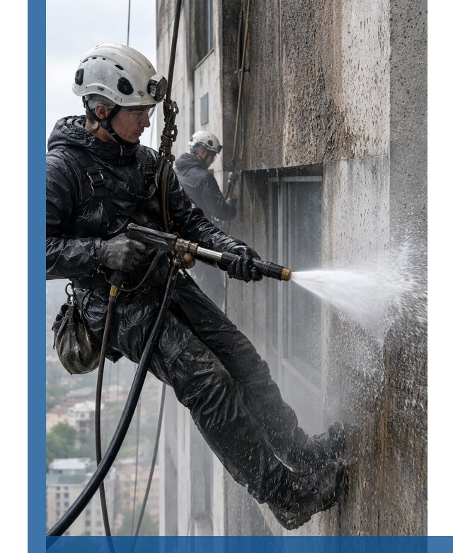 Гидроструйная очистка фасадов и конструкций в Курчатове