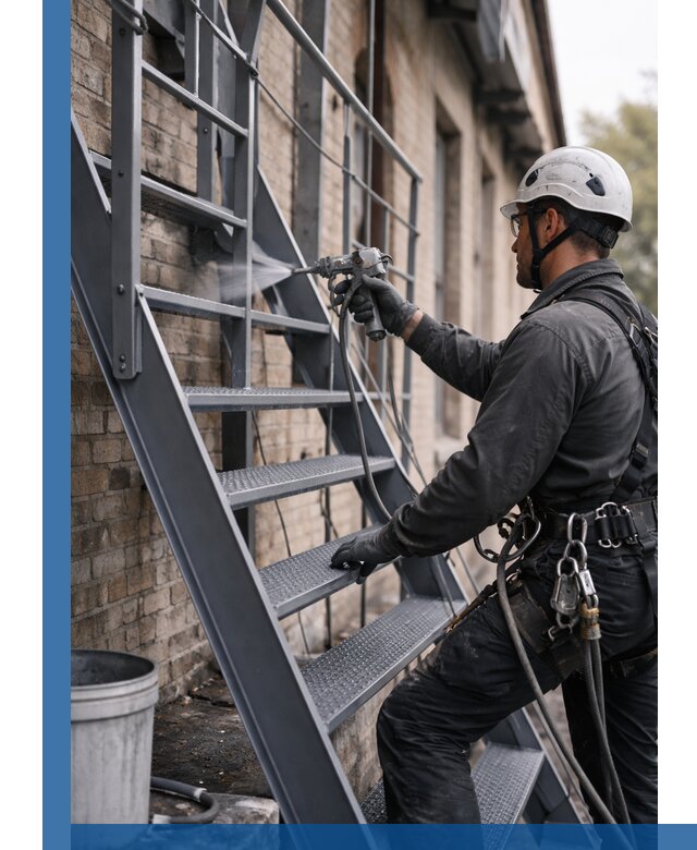 Покраска и антикоррозионная защита пожарных лестниц в Курчатове