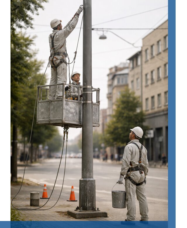 Покраска опор освещения в Курчатове от 5094 р. | ВЫСОТНИК-Крч