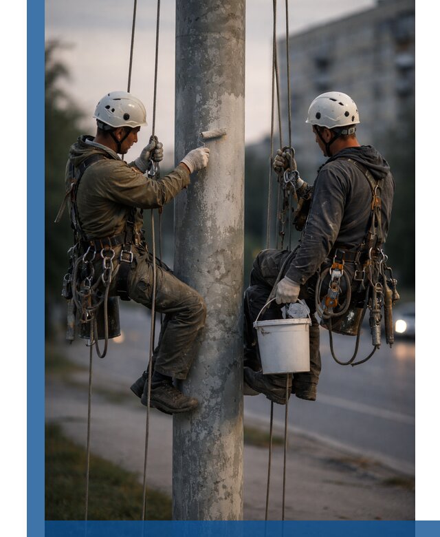 Покраска опор освещения и антикоррозийная защита в Курчатове