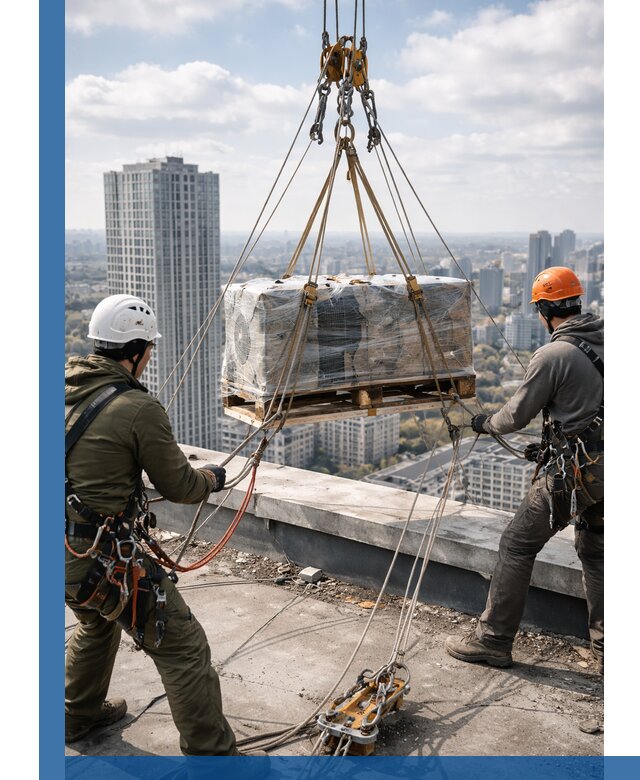 Подъем и монтаж крупногабаритных грузов на крышу в Курчатове