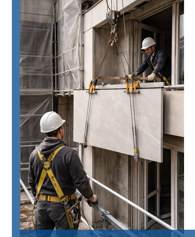 Подъем керамогранита на этаж в Курчатове грузчиками и техникой