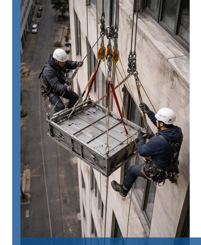 Спуск и подъем грузов по фасаду в Курчатове для зданий