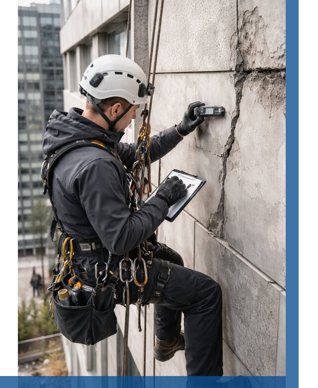 Обследование фасада альпинистами в Курчатове от 122 р. | ВЫСОТНИК-Крч